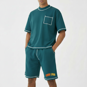 Conjunto de Pantalones Cortos Casuales Estampados para Hombre, Transpirables, de Poliéster y Algodón, 2 Piezas, Camiseta de Manga Corta, Ropa para Fin de Semana al Aire Libre - Product Image 1
