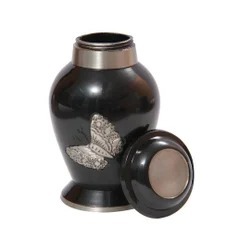Purple Cremation Urn with <b>Butterfly</b> Design for Adult Ashes Decorative Large Brass Memorial Urn With Lid & Free Velvet Bag - Product Image 3