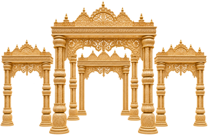 Mandap Haveli para Bodas Indias con Tres Pilares de Madera, Mandap Kalyana de Madera de Lujo, Estilo Templo del Sur de la India, para Bodas en EE. UU. - Product Image 4