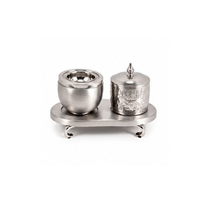 Ensemble brûleur d'encens en acier inoxydable avec couvercle et plateau pour l'aromathérapie - Product Image 1