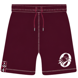 <b>Burgundy</b> White Rugby <b>Shorts</b> Drawstring Elastic Waist Contrast Trim Customized Breathable Training Athletic Team Sportswear - Product Image 1