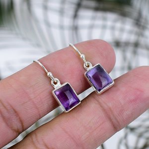 Exclusive Trendy Natural Purple Amethyst 925 Sterling <b>Silver</b> <b>Dangle</b> <b>Earring</b> for Woman 925 Sterling <b>Silver</b> Handmade Jewelry - Product Image 2