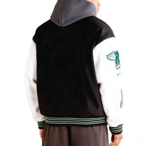 เสื้อแจ็กเก็ตผ้าแคนวาสแบบไม่มีปกมีฮู้ดสำหรับผู้ชายเสื้อแจ็คเก็ตผ้าแคนวาสขนสัตว์ปักโลโก้ได้ตามต้องการ - Product Image 2