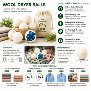 Wholesale Handmade 100% New Zealand <b>Wool</b> Dryer Balls Eco Friendly Reusable OEM ODM Private Label Kriti <b>Craft</b> HFDB-99 6 Count - Product Image 1