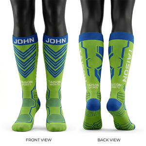 Calcetines de Floorball para Mujer, 310 GSM, Tela de Poliéster y Spandex de Alta Calidad, Verde Oliva, Panel Marrón, Soporte Personalizado, Logotipo Tejido, Calcetines para Hombre - Product Image 4