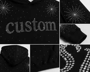 เสื้อฮู้ดดี้ผู้ชายประดับเพชรเทียม ทรงโอเวอร์ไซส์ ผ้าฟลีซ สไตล์ลำลองสำหรับฤดูใบไม้ร่วง สีน้ำตาล พิมพ์ลายตัวอักษร ดีไซน์กระเป๋าหน้า - Product Image 6