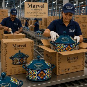 <b>Marvel</b> Handicrafts Moroccan Tile <b>Print</b> Insulated Steel Casserole Hot Pot with Lid Premium Food Warmer Serving Bowl for Dining - Product Image 4