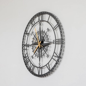 Horloge murale décorative pour l'intérieur, en métal, avec sonnerie horaire, mouvement sautillant, design traditionnel - Product Image 6