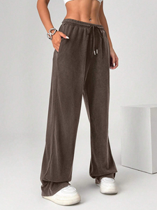 Pantalon ample surdimensionné personnalisé pas cher pour femme, coupe mi-haute décontractée, coupe-vent hiver, streetwear écologique, mode décontractée large - Product Image 2