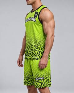 Conjunto de Uniforme de Baloncesto Unisex Claw Intl Verde Lima y Negro con Estampado Digital, Transpirable, de Poliéster, para Adultos, con Tecnología de Detección de Agujas, Sin Costuras - Product Image 5