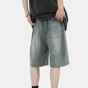 <b>Men's</b> <b>Drawstring</b> Denim Shorts Acid Wash Ripped Distressed Relaxed Fit Casual Streetwear High Street Style Denim Shorts <b>Men</b> Oem - Product Image 2