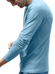 T-shirt unisexe coupe ajustée 100 % coton 220 g/m² ultra doux grande taille manches longues coupe décontractée personnalisée couleur bleu ciel – Meilleures ventes - Product Image 5