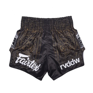 Équipement d'entraînement de kickboxing personnalisé FAIRTEX, short de Muay Thai noir imprimé par sublimation, entraînement de combat, gym, MMA, brodé - Product Image 4