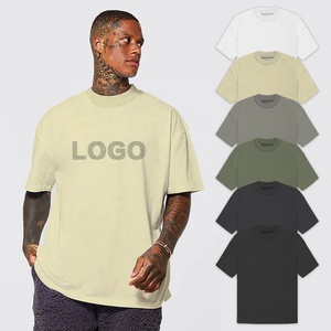 T-shirts vierges personnalisables pour hommes, 100% coton biologique, écologiques, respirants, à séchage rapide, coupe oversize, col montant, vente en gros, numériques - Product Image 1