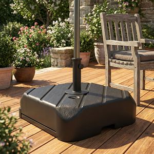 Base per Ombrellone da Giardino con Manico Telescopico e Ruote, Capacità 158 lb (sabbia) o 99 lb (acqua), in PE Nero - Product Image 2