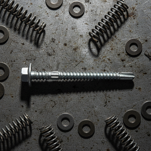 สกรูเจาะยึดตัวเอง หัวแหวน ซิงค์/เหล็กกล้าคาร์บอนชุบสังกะสีแบบจุ่มร้อน มาตรฐานเมตริก/นิ้ว เกลียวหยาบ เกลียวเต็มความยาว - Product Image 1