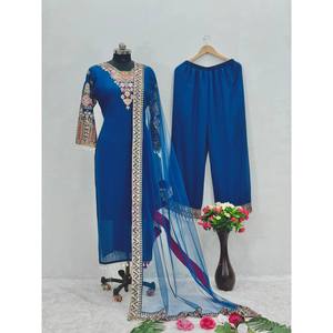 Conjunto de fiesta elegante para mujer con Plazzo y Dupatta Traje único y elegante - Product Image 6