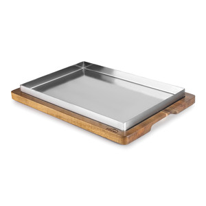 Piastra in acciaio inox con base in legno per cucinare all'interno e all'esterno 12x16 pollici - Product Image 1
