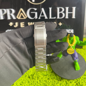 Montre à quartz de luxe pour homme, argentée, sertie de pierres, bracelet en acier inoxydable, cadran bleu, étanche, style hip-hop, montre-bracelet tendance - Product Image 6