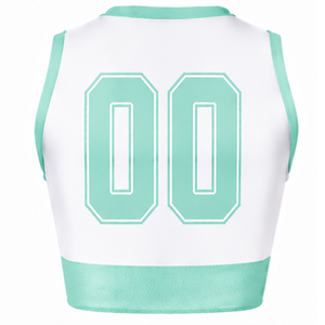 Maillot de cheerleading sans manches vert menthe sublimé, tenue de sport athlétique pour l'entraînement et la compétition - Product Image 2