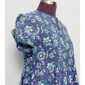 Vestido maxi con estampado floral, cuello en V, de algodón, para fiesta, estilo bohemio, talla grande, para mujer, de fabricante y exportador indio. - Product Image 5