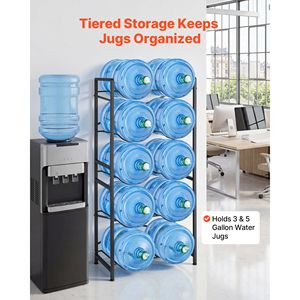 Soporte Metálico de 5 Niveles y Doble Fila para Botellas de Agua, Capacidad para 10 Botellas de 3-5 Galones, Organizador de Botellas - Product Image 2
