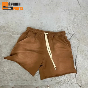 Pantalones Cortos Deportivos Personalizados para Hombre, hasta la Mitad de la Rodilla, con Efecto Desgastado por el Sol, Tejido de Felpa 100% Algodón, Estilo Casual, Diseño Sólido, Servicio OEM, Ecológicos - Product Image 2