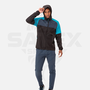 Casual High Quality Reflective Custom Logo Polyester Tracksuit Hoodie Set Plus Size Zipper Windbreaker Men's Set For Summer - Product Image 5