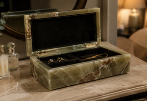 Handmade Eco-Friendly Polished Onyx Marble <b>Jewelry</b> <b>Box</b> with Brass Feet Luxury <b>Vintage</b> Design - Product Image 5