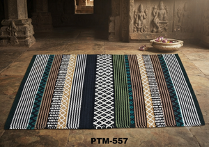พรมครัวลายทางผ้าฝ้ายทรงสี่เหลี่ยมผืนผ้าโบฮีเมียนทอแบบเรียบกันลื่น PTM-557 - Product Image 4
