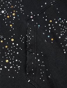 Sudadera con capucha y cremallera negra con pedrería para hombre, estilo oversize, streetwear, casual, con estampado de estrellas - Product Image 4