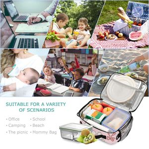 Kawaii Pink Insulated Lunch <b>Bag</b> with Dog Strawberry Pattern 28cm Zipper Closure Casual Cooler <b>Tote</b> for Food Storage - Product Image 6