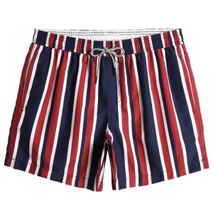 Shorts de bain rayés pour hommes à séchage rapide avec cordon de serrage, décontractés, pour l'été, imprimés par sublimation, légers et à séchage rapide - Product Image 1