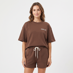 เสื้อยืดครอปโอเวอร์ไซส์ผ้าฝ้ายแท้ 100% ระบายอากาศดี สไตล์ไฮสตรีท คุณภาพพรีเมียม สำหรับฤดูร้อน ชุดเซ็ตสำหรับผู้หญิง - Product Image 4