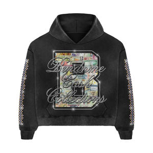 Conjunto de Dos Piezas de Mezclilla y Algodón para Mujer, Sudadera con Capucha y Pantalones Cortos, Corte Regular, Informal, Otoño/Invierno, Traje Deportivo, Logotipo Personalizado, Ropa Urbana, Entrenamiento en el Gimnasio - Product Image 2