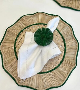 แหวนรัดผ้าเช็ดปากรูปดอกทานตะวันทำมือจากเส้นใยราฟเฟีย - Product Image 2