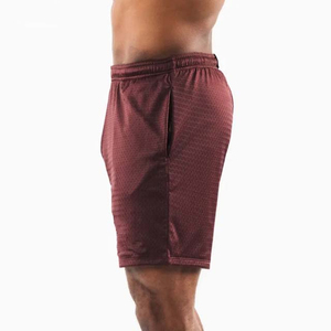 Pantalones Cortos Deportivos Transpirables de Punto Color Granate para Hombre, Diseño Personalizado OEM ODM 2026, Cintura Media, Cierre Elástico, Color Sólido, Ropa Deportiva - Product Image 4