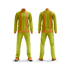 Chándal Deportivo Personalizado para Hombre en Verde y Naranja con Bloques de Color, Estampado, Manga Larga, Cuello Alto, Estilo Deportivo, Transpirable y Ligero - Product Image 4