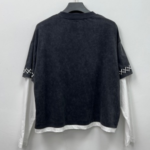 T-shirts Boxy en Coton Épais Personnalisables pour Hommes – Qualité Supérieure, Effet Délavé Vintage, Double Couche, Manches Longues - Product Image 6