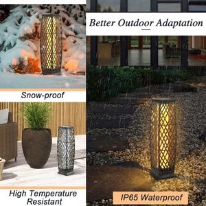 Ensemble de 2 lampes solaires à LED en osier diamanté pour la décoration de jardin - Product Image 3