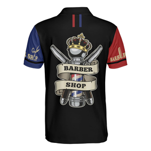 Camiseta Sublimada Original de Barbería con Logotipo Personalizado, Manga Corta, Cuello en V, Corte Regular, Diseños Combinados para Hombre, Tienda de Barbería - Product Image 4