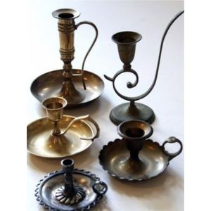 Candelabro Retro de Latón Antiguo, Portátil, de Metal, con Base de Flor de Loto, Decorativo, con Bandeja - Product Image 4