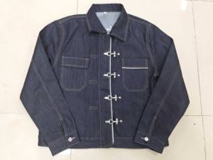 Custom 100% Cotton Denim Single Button Hooded Breathable Quick Dry Vintage Stone Washed Bomber <b>Trucker</b> Indigo <b>Jacket</b> for <b>Men</b> - Product Image 3