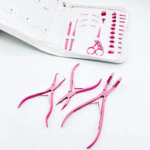 Kit de pinces professionnelles pour extensions de cheveux en acier inoxydable, outils d'installation et de retrait pour salon et professionnels - Product Image 6