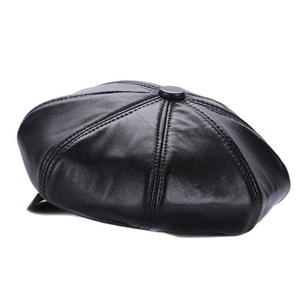 Béret en cuir noir unisexe, ajustable, style décontracté, à porter en toutes saisons - Product Image 3