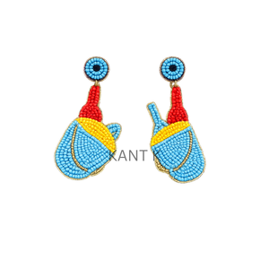 Pendientes bordados a mano con cuentas de huevo frito, pendientes llamativos con diseño de comida linda - Product Image 4