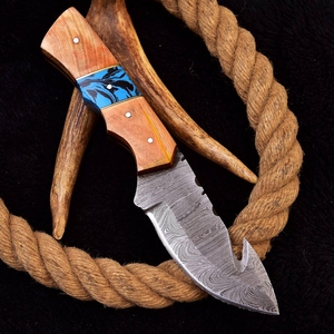 <b>Timber</b> Steel Enterprises Handmade Damascus Steel Skinner Hunting Knife Wood Handle Drop Point Blade Full Tang Design 3-Year - Product Image 6