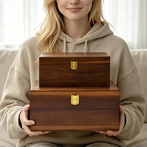 Eco-Friendly Rectangle <b>Wooden</b> <b>Box</b> for Jewelry Gift Storage-Soft Interior for Delicate Items Christmas Chinese New Year Tabletop - Product Image 4