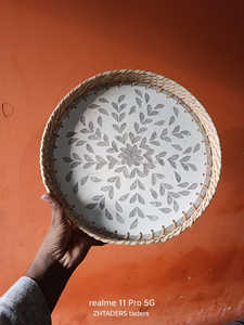 ถาดหวายทรงกลมสำหรับตกแต่งแม่มุกพร้อมด้ามไม้ไผ่สำหรับตกแต่งบ้านลายตามสั่งขนาดได้ - Product Image 2