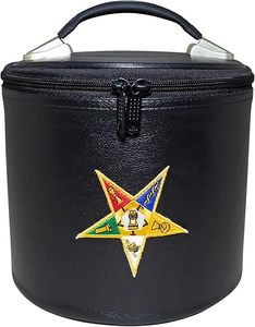 Masonic Machine Embroidered Shriner Fez <b>Hat</b> Case – Deluxe Fez <b>Hat</b> Storage <b>Box</b> - Imitation Leather Gifts - Display Case - Product Image 5